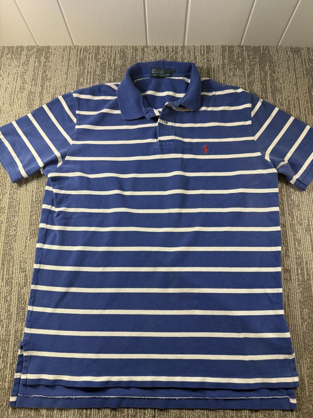 Polo By Ralph Lauren Polo Shirt Mens XL Blue Stripe Pony Logo Casual Knit